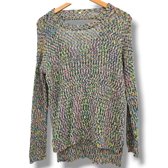 Gianni Bini Sweaters - Gianni Bini Multicolor Knit Sweater V-Neck Cutout Back Long Sleeve Women's Small
